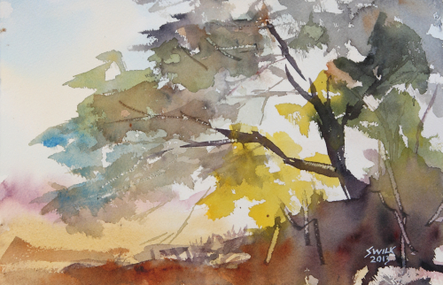 Live Oak in Hill Country I, Watercolor